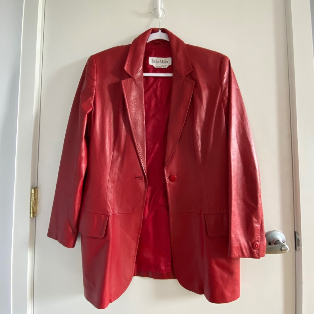 MaxMara Red Leather Jacket